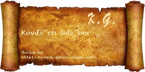 Kovách Gábor névjegykártya