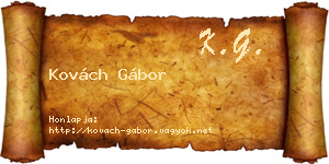 Kovách Gábor névjegykártya